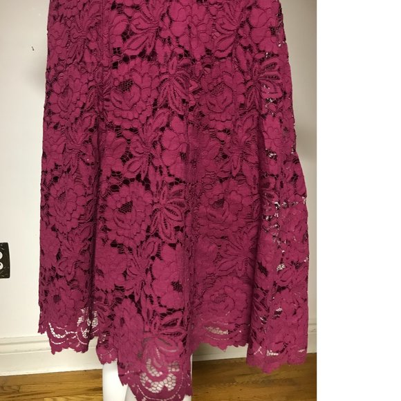 NWT 18 PLUS SIZE Le Chateau Deep Wine Plum Fit Flare Skater Lace Dress Formal - Picture 7 of 7